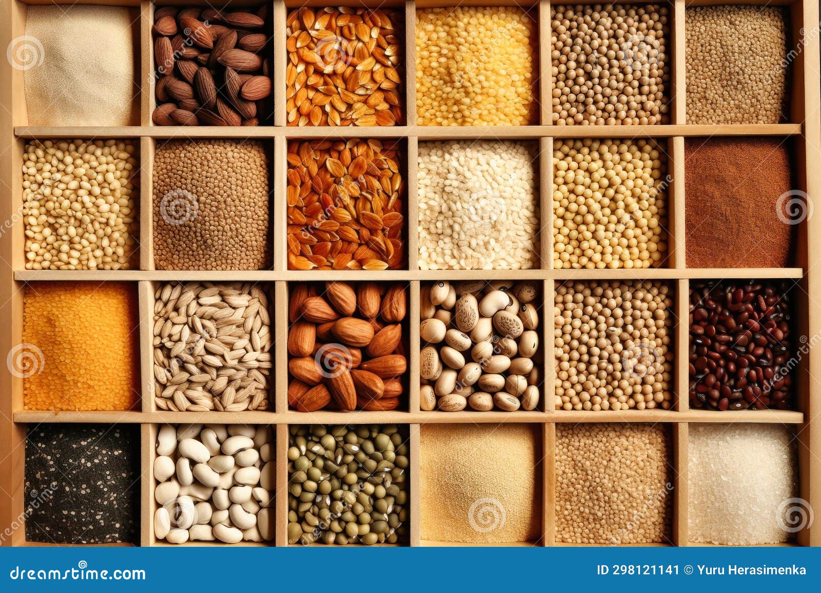 Assorted Different Types of Beans and Cereals Grains. Set of