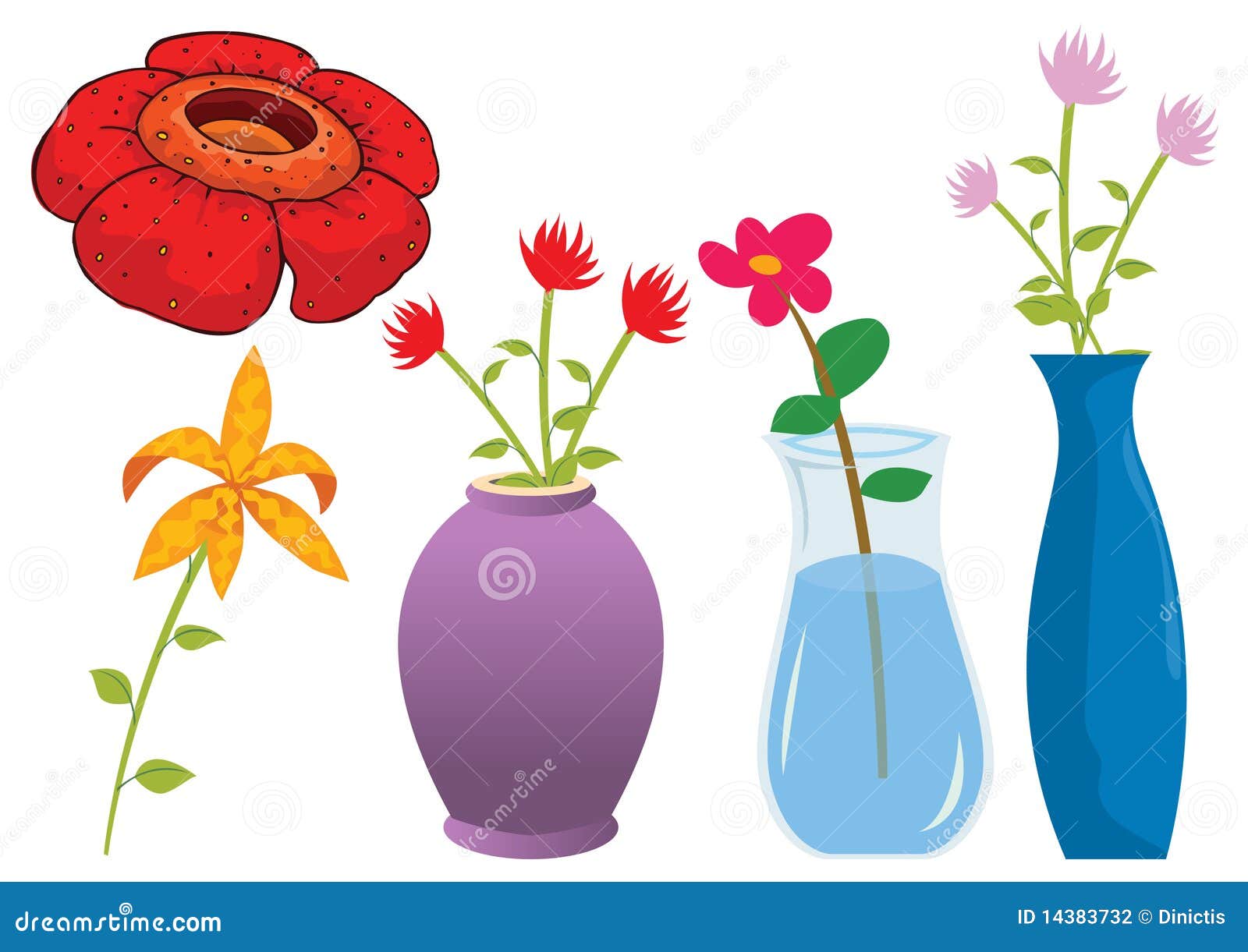 Assorted Flower Illustration in Stock Vector Illustration of green