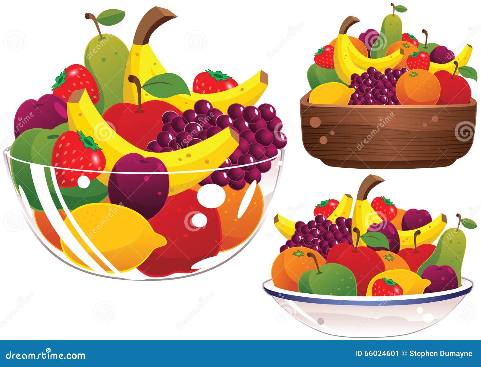 Assorted fruit bowls stock vector. Illustration of grape 66024601