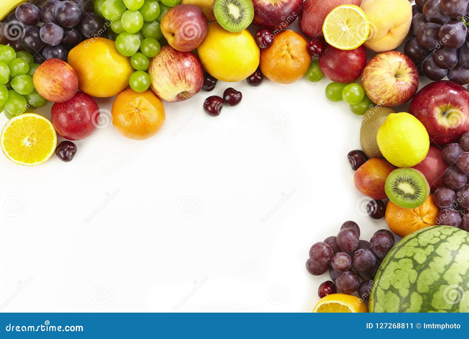 Assorted Fruits on White Background Stock Image Image of health