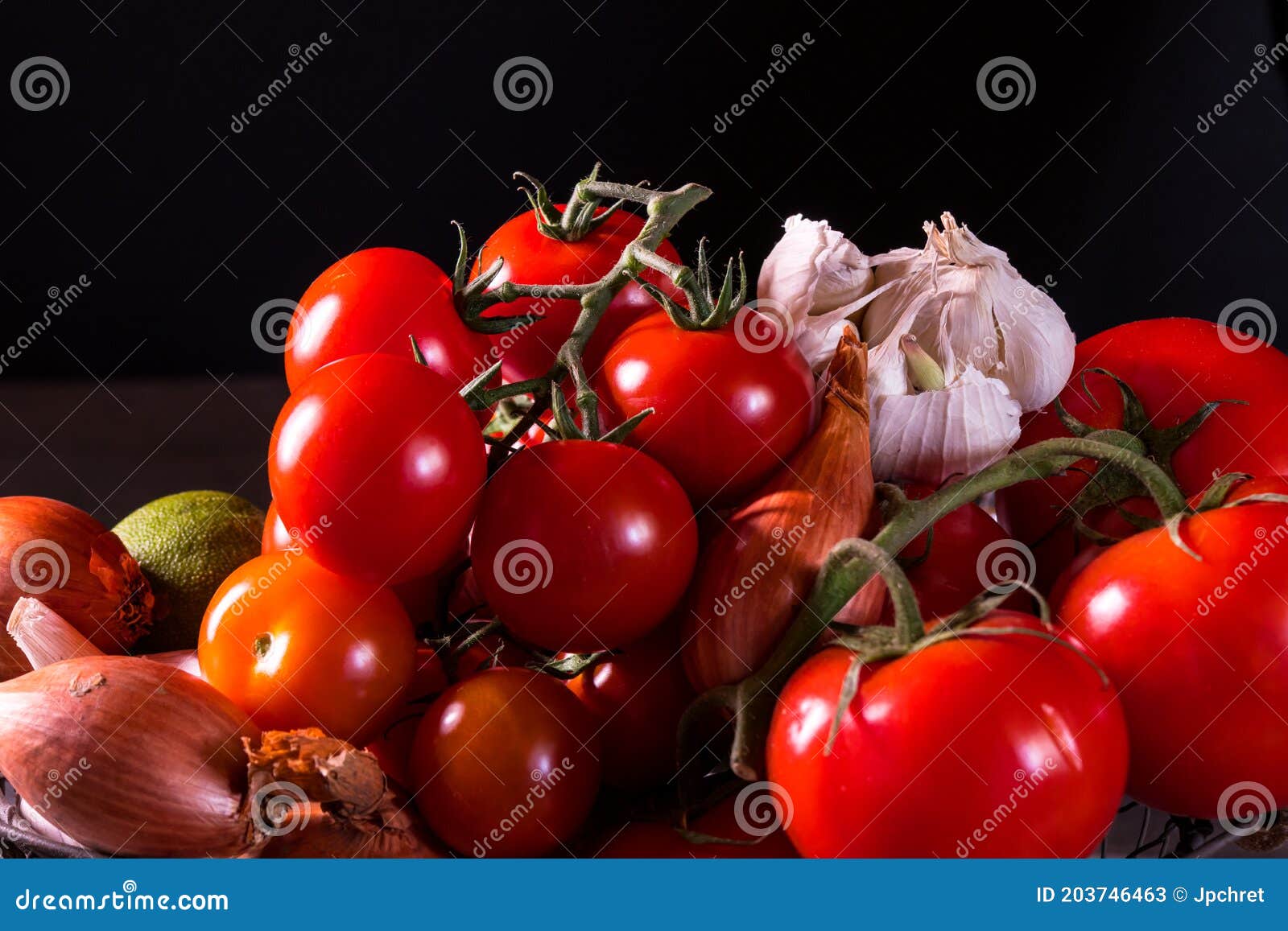 Assorted Garlic Tomatoes and Onions for a Kitchen Decoration Poster Stock Image Image of food