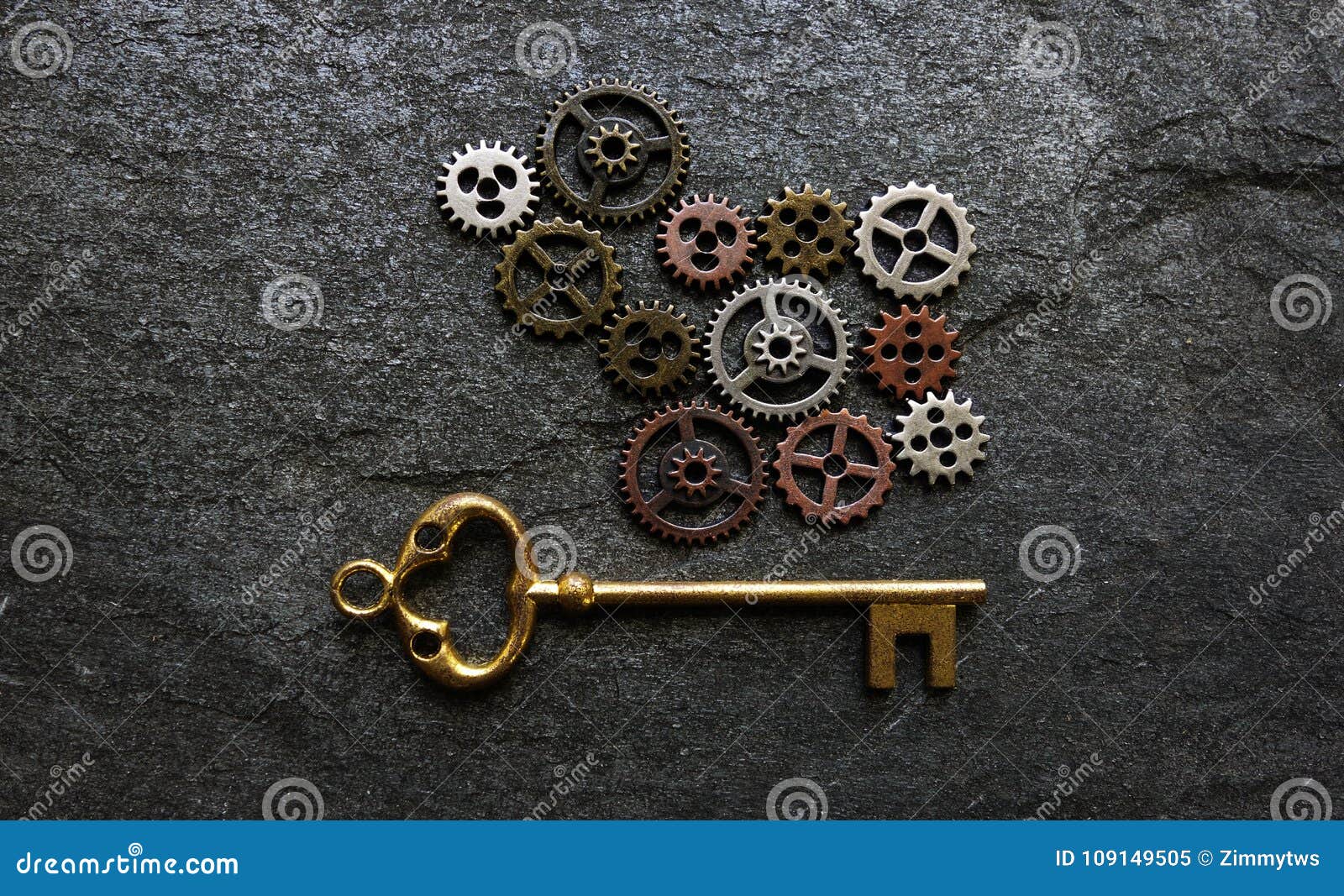 Gears and key stock image. Image of together, teamwork 109149505