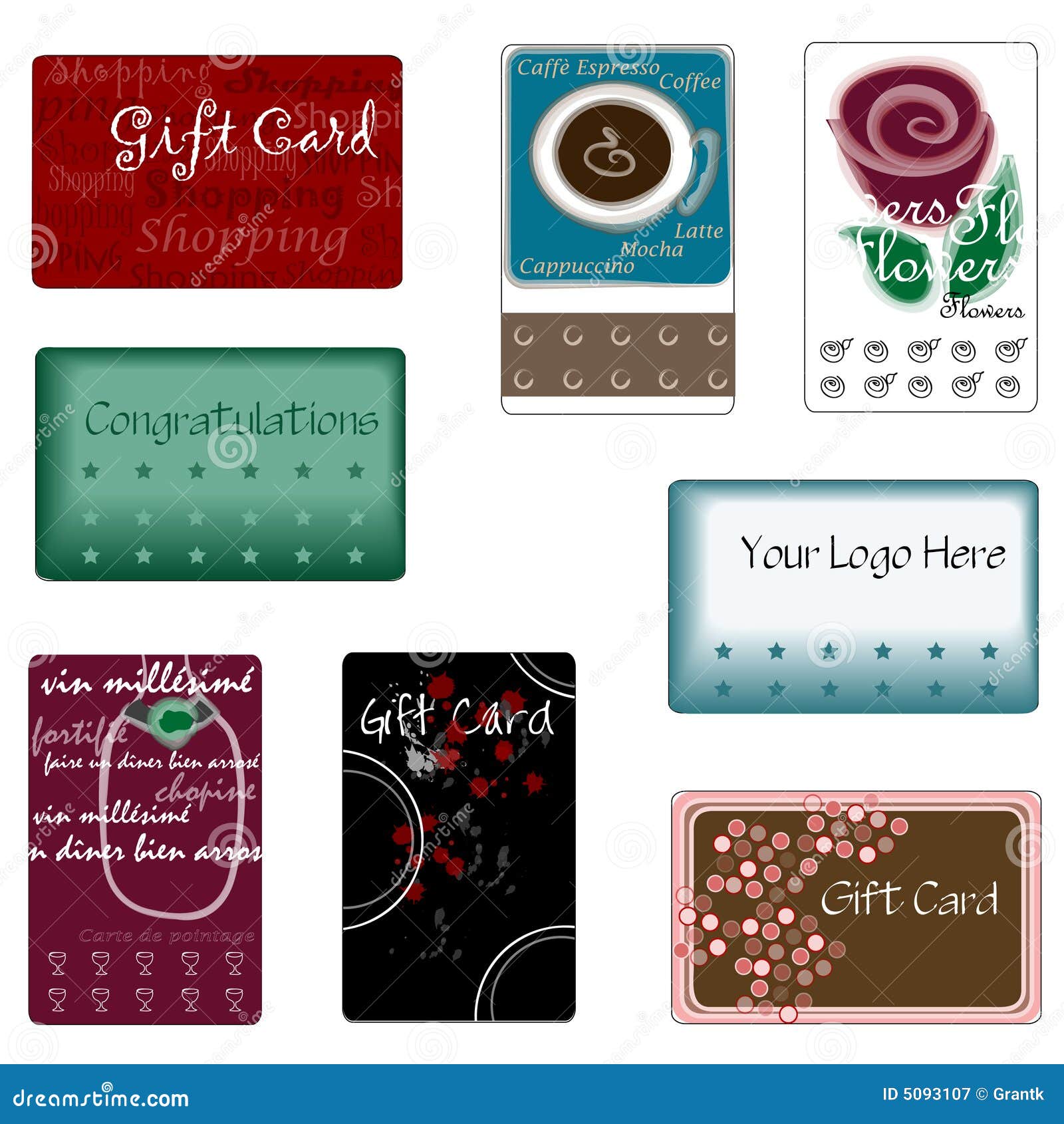 Assorted Gift Cards stock vector. Illustration of appreciation 5093107