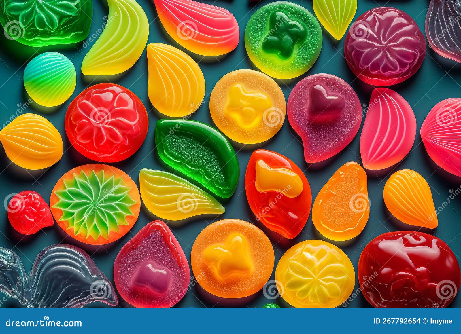 Assorted Gummy Candies. Jelly Sweets. Generative AI Stock Photo Image of pattern, gummy 267792654