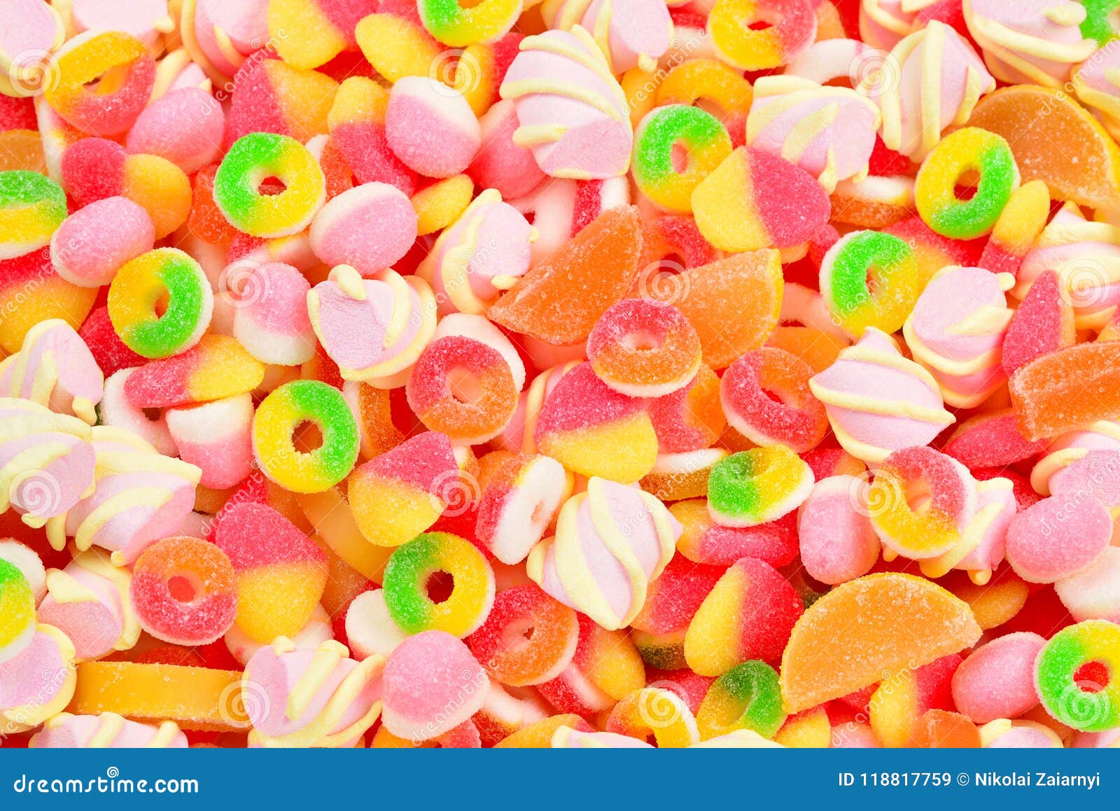 Assorted Gummy Candies. Top View. Stock Image - Image of gums, gummy ...