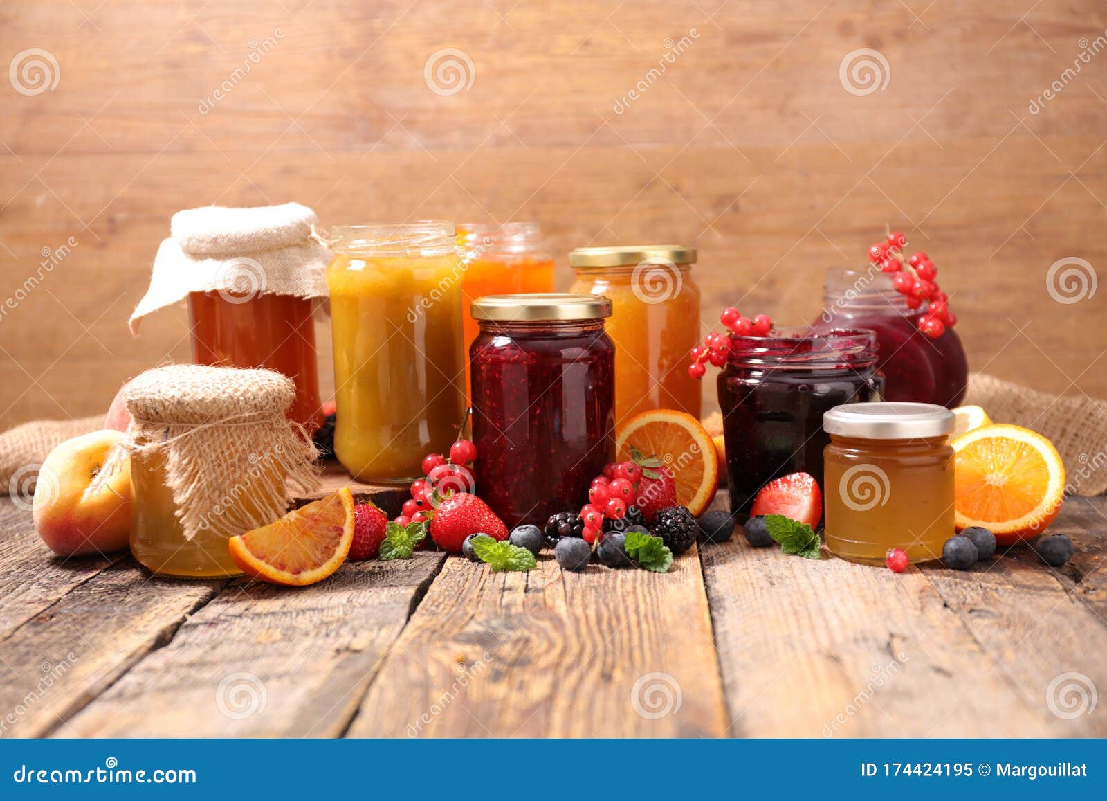 Jam and jelly with fruits stock image. Image of diet 174424195