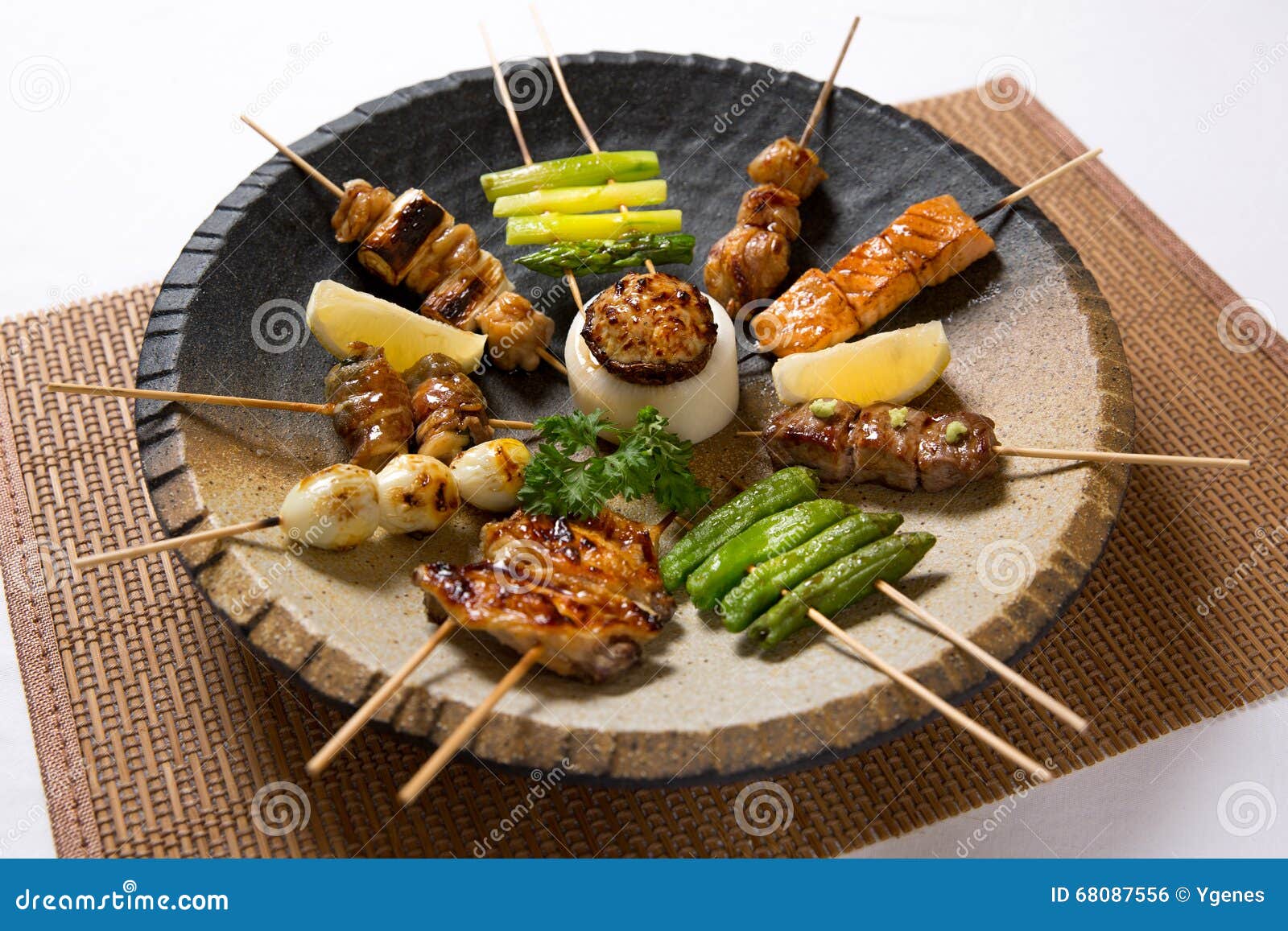 Skewered and Grilled Meat, Kebab Stock Photo - Image of banana, buffet:  67933470