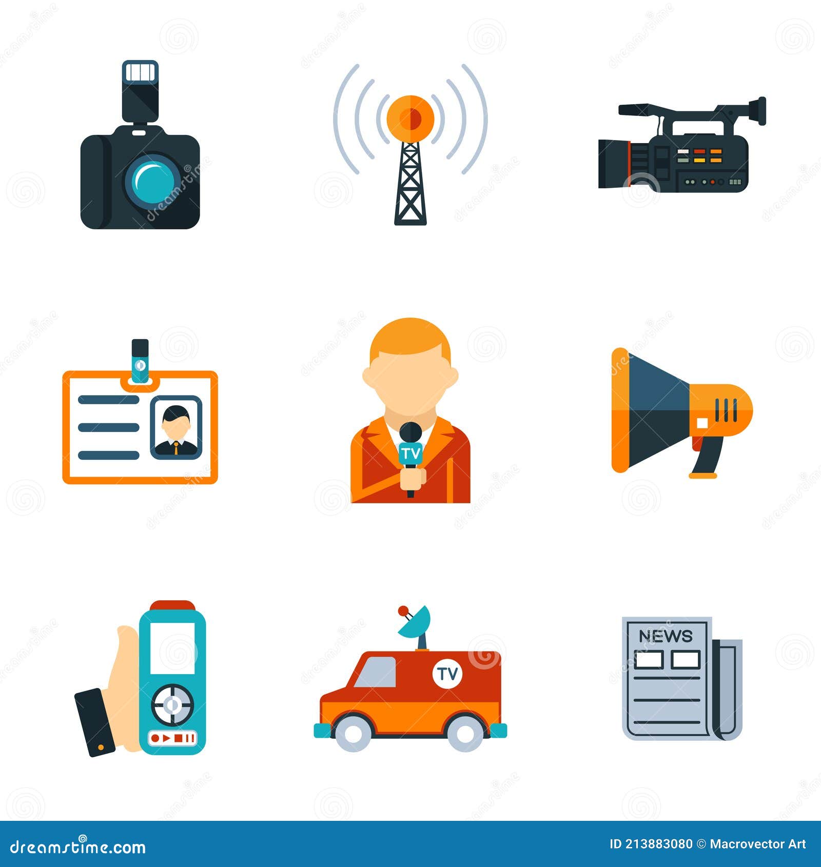 assorted journalism flat icons