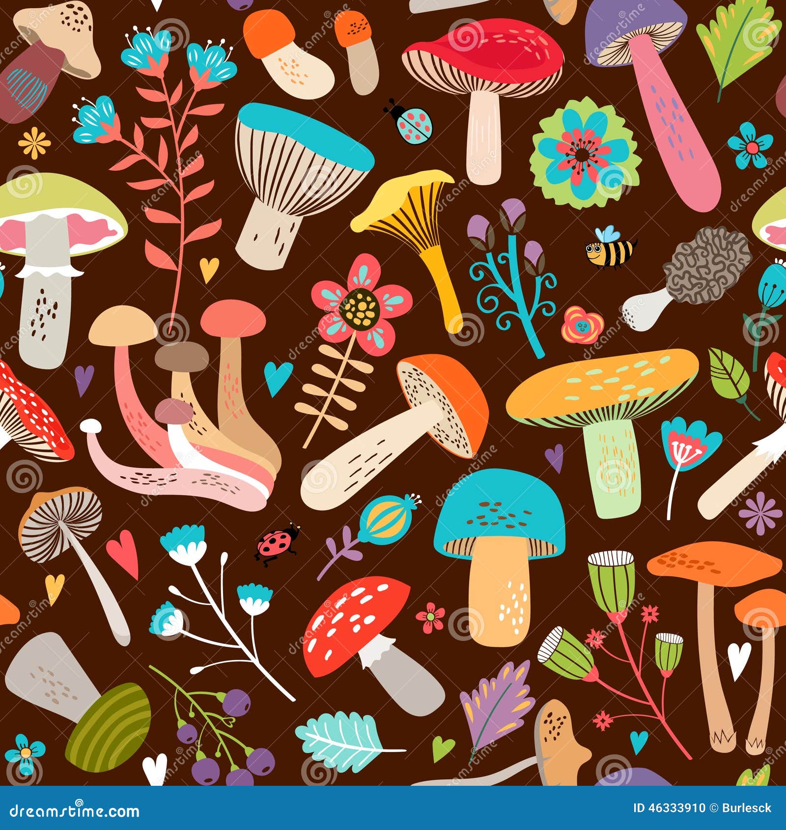 Assorted Background Brown Leaves Mushrooms Stock Illustrations – 2 ...