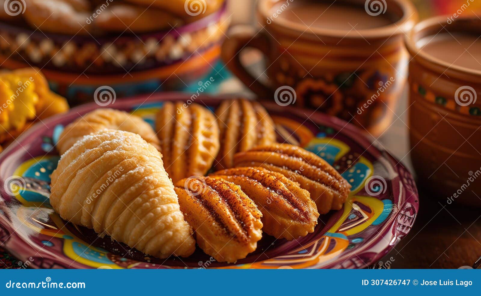 traditional mexican sweet bread and hot chocolate
