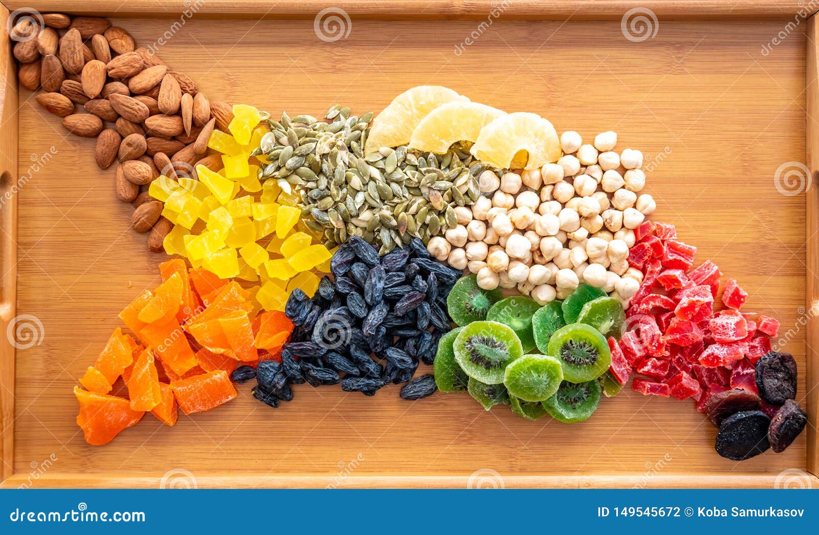 Assorted Nuts and Raisins in the Shape of the Map of Stock