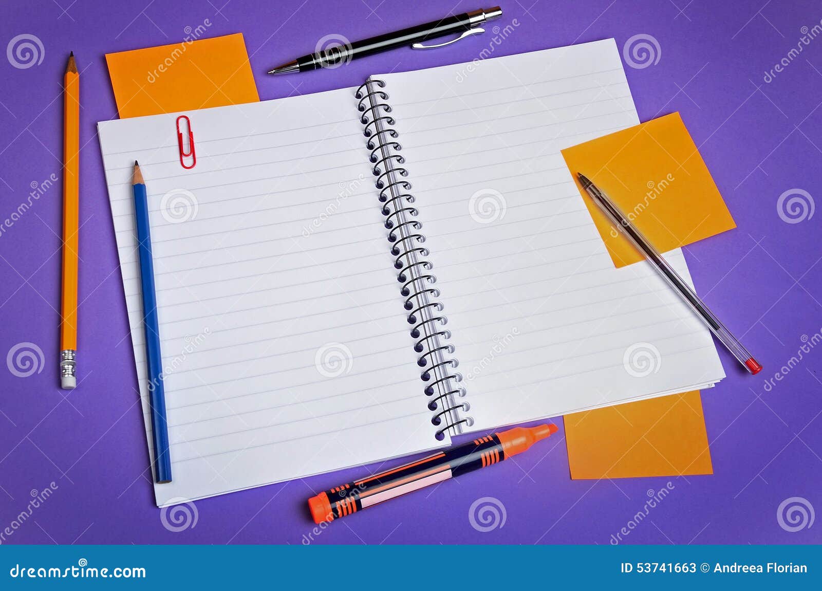 Assorted office supplies stock image. Image of information 53741663