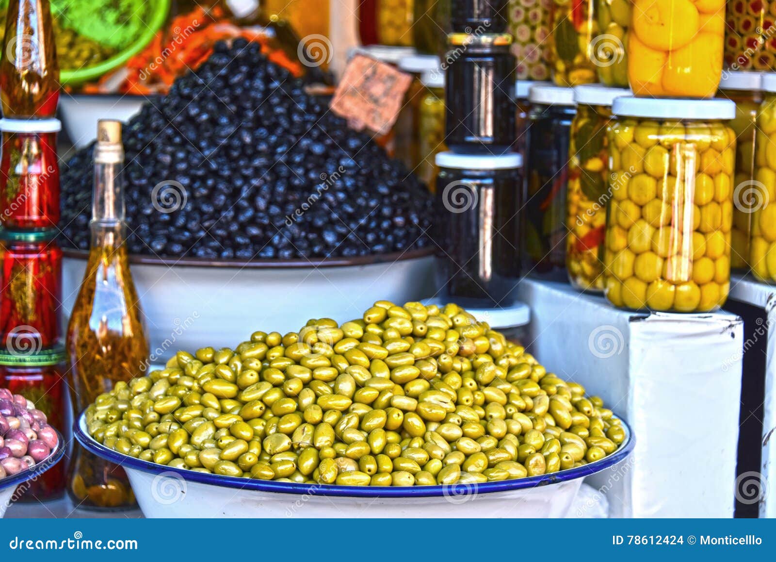 Assorted Olives on the Arab Street Market Stall Stock Photo Image of