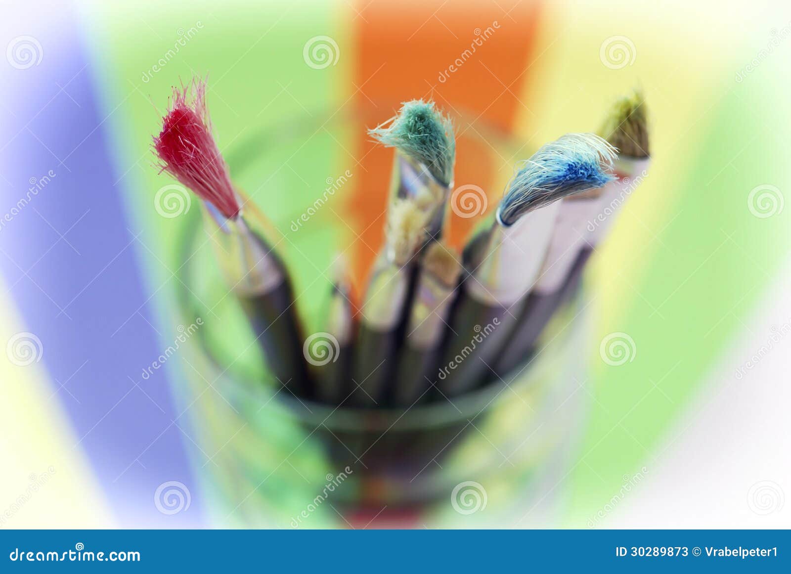 Painting Brushes in a Glass Cup Stock Image - Image of detail