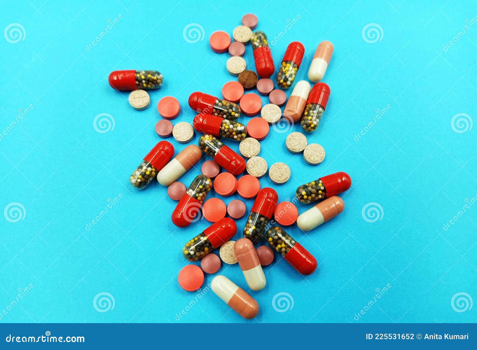 Assorted Pharmaceutical Medicine Pills, Tablets and Capsules Stock