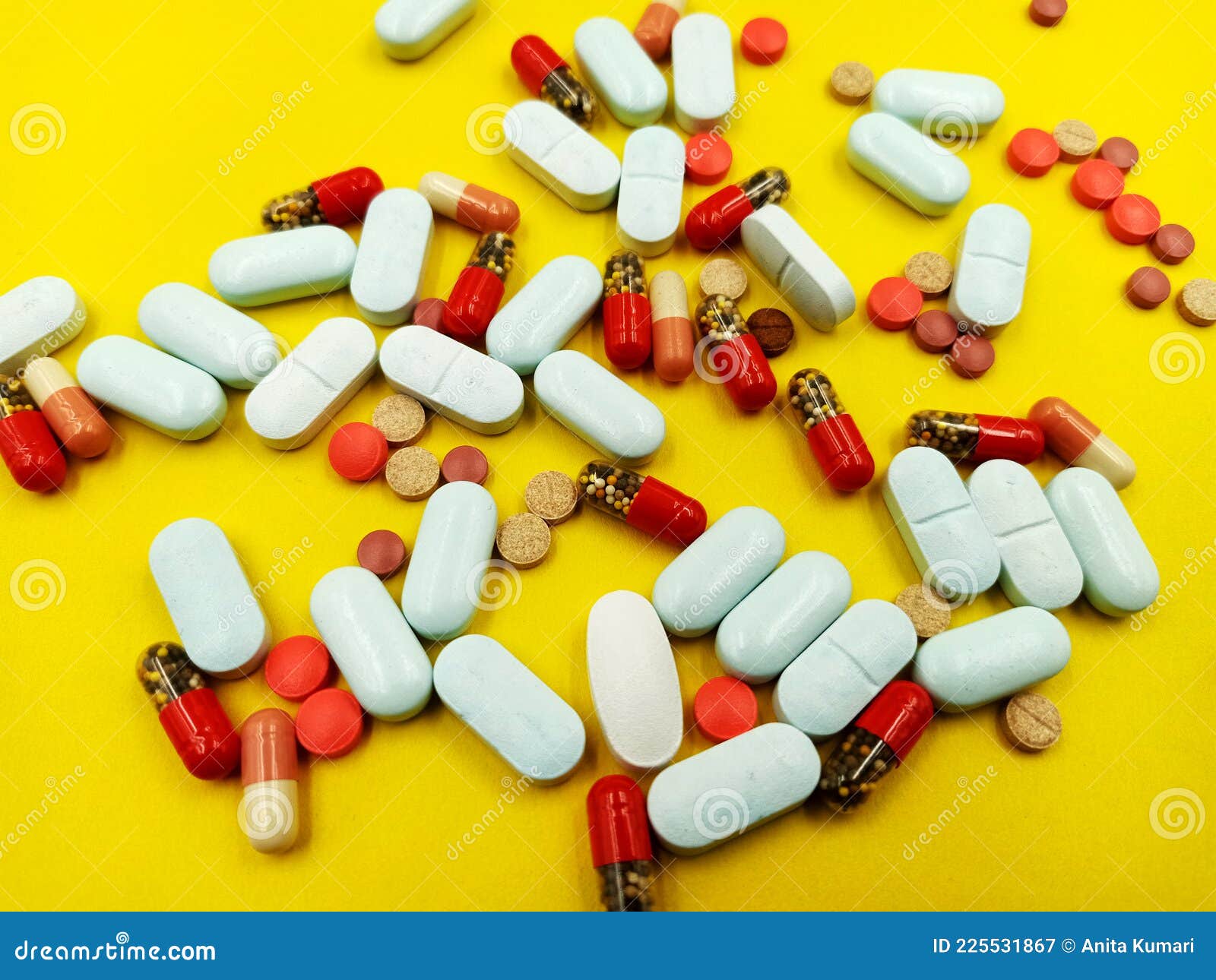 Assorted Pharmaceutical Medicine Pills, Tablets and Capsules Stock