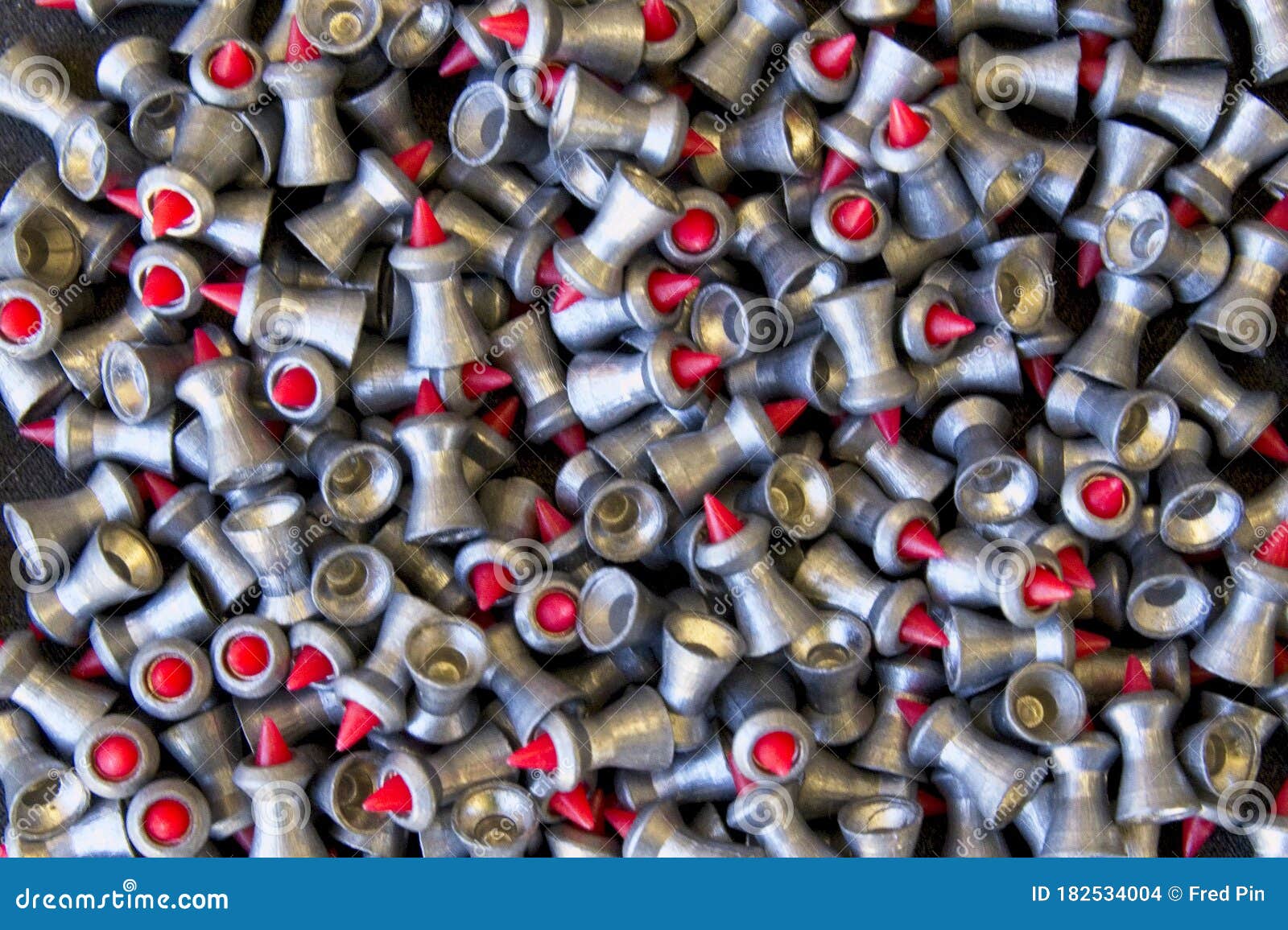 pile of .177 calibre red tipped lead air rifle pellets