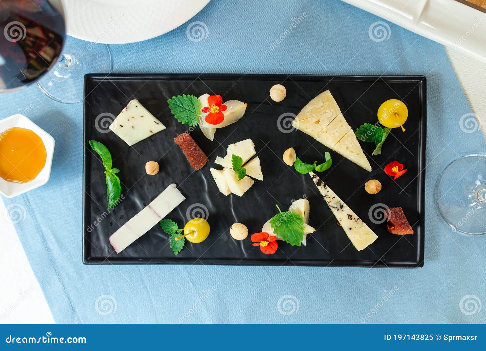 Assorted Spanish Cheese Platter on the Blue Table Stock Image Image of cheese, assortment