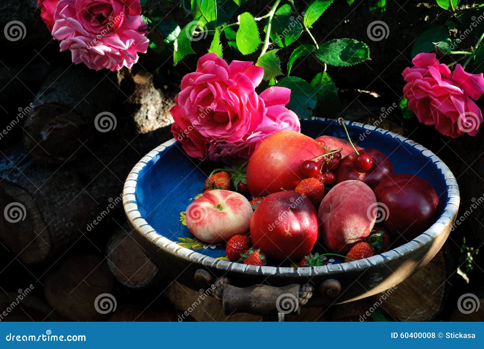 Assorted Summer Fruits and Roses Stock Photo Image of fruit, harvest