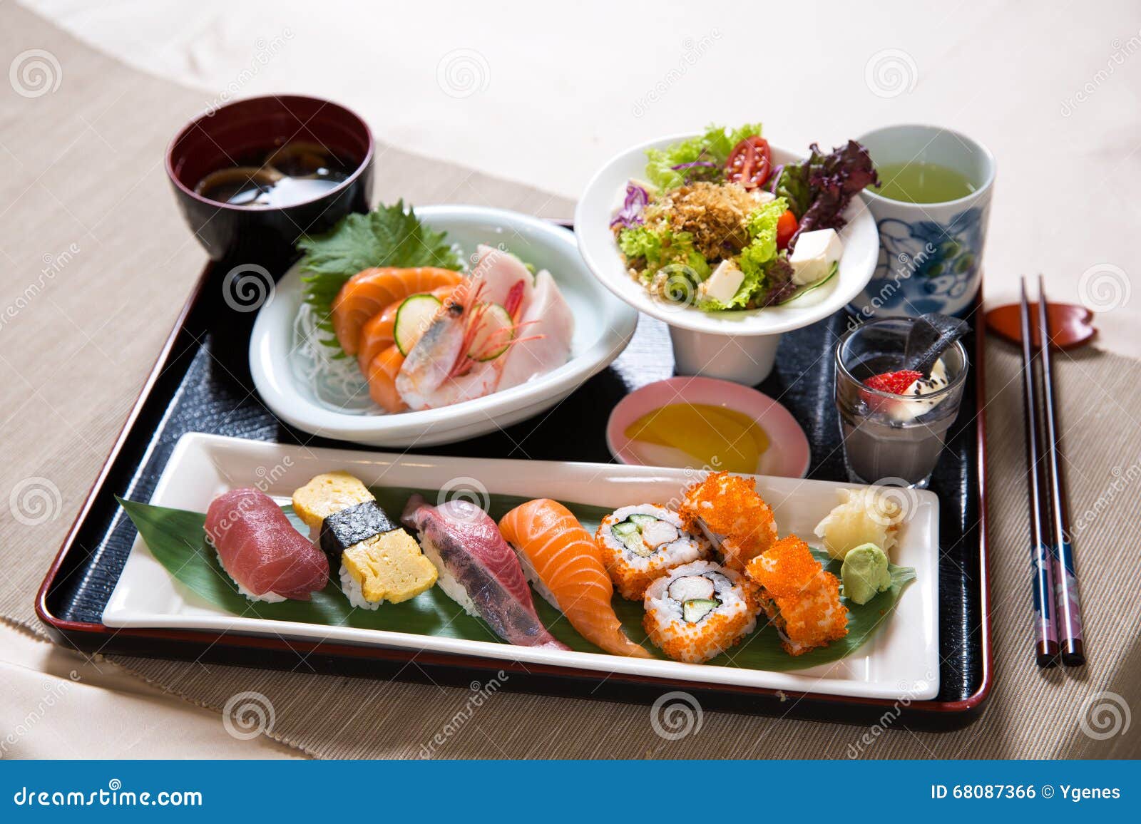 Assorted Sushi Tray Set stock photo. Image of black, food 68087366