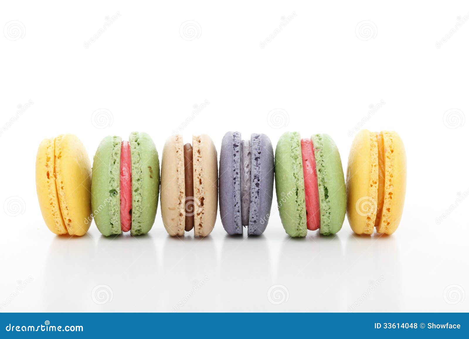 Assorted Baked Macarons Macaroons In A Row Stock Photo - Image of ...