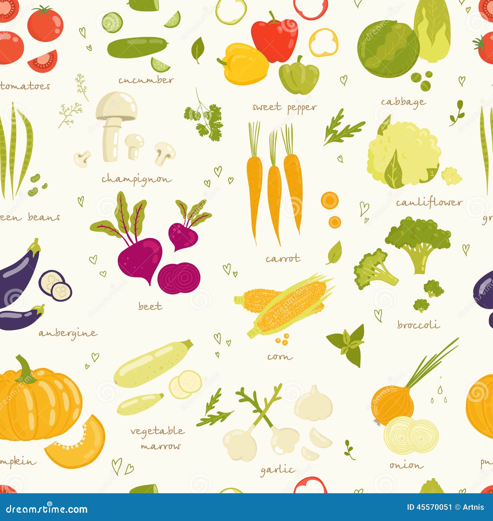 assorted vegetable  seamless pattern