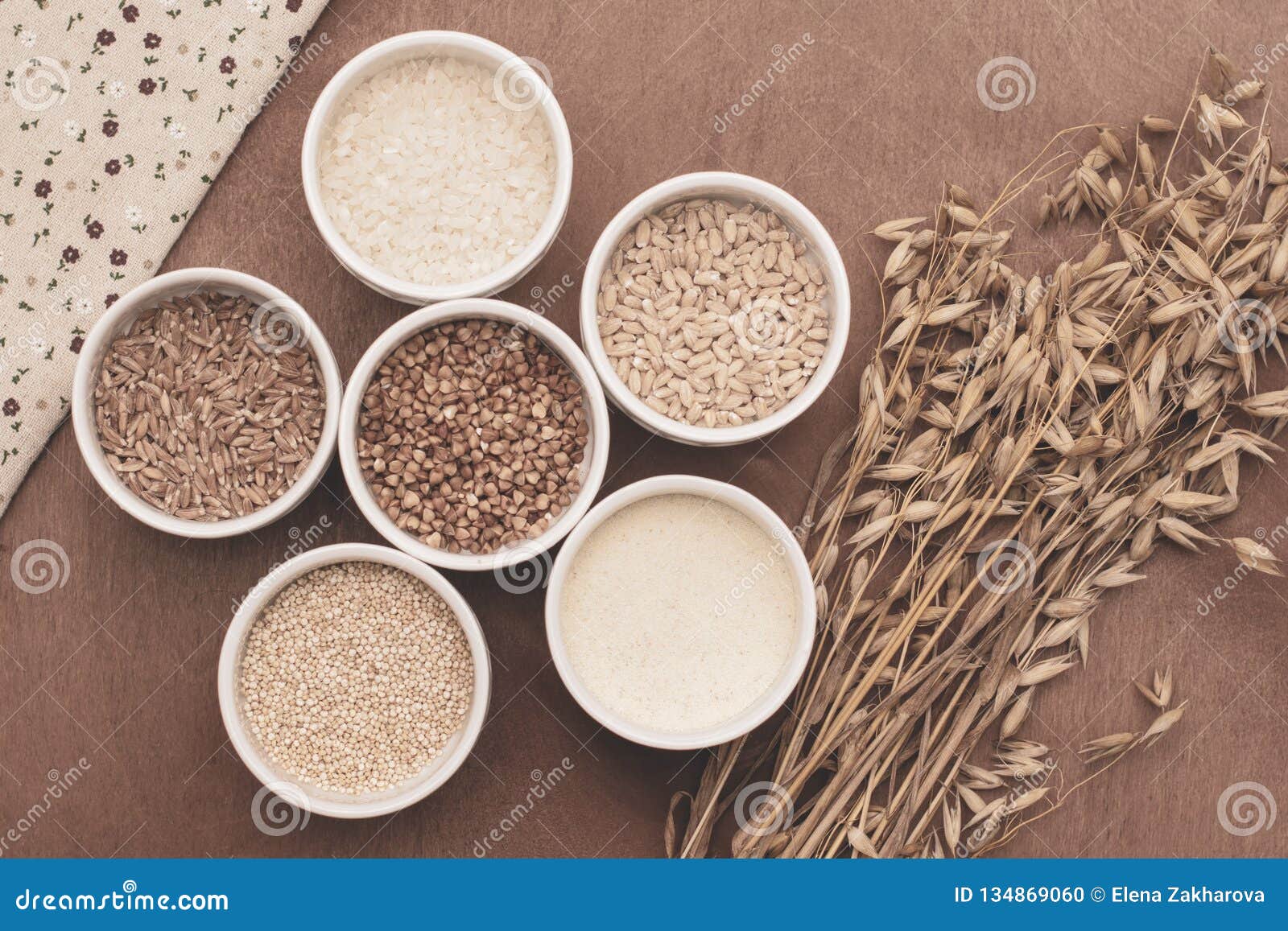 Assortment of Assorted Cereals, Cereals for a Healthy Diet. Stock Photo