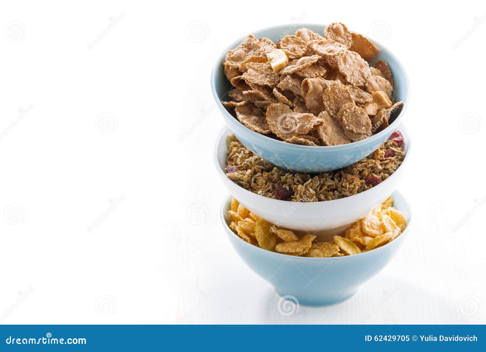 Assortment of Breakfast Cereal in Bowls, Isolated Stock Image Image