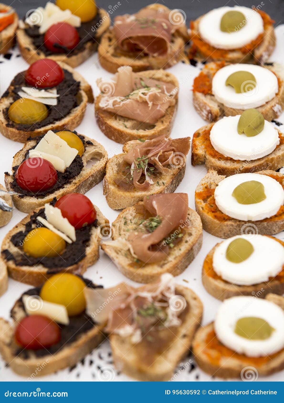 Assortment of Canapes Toasts for Aperitif Stock Photo Image of