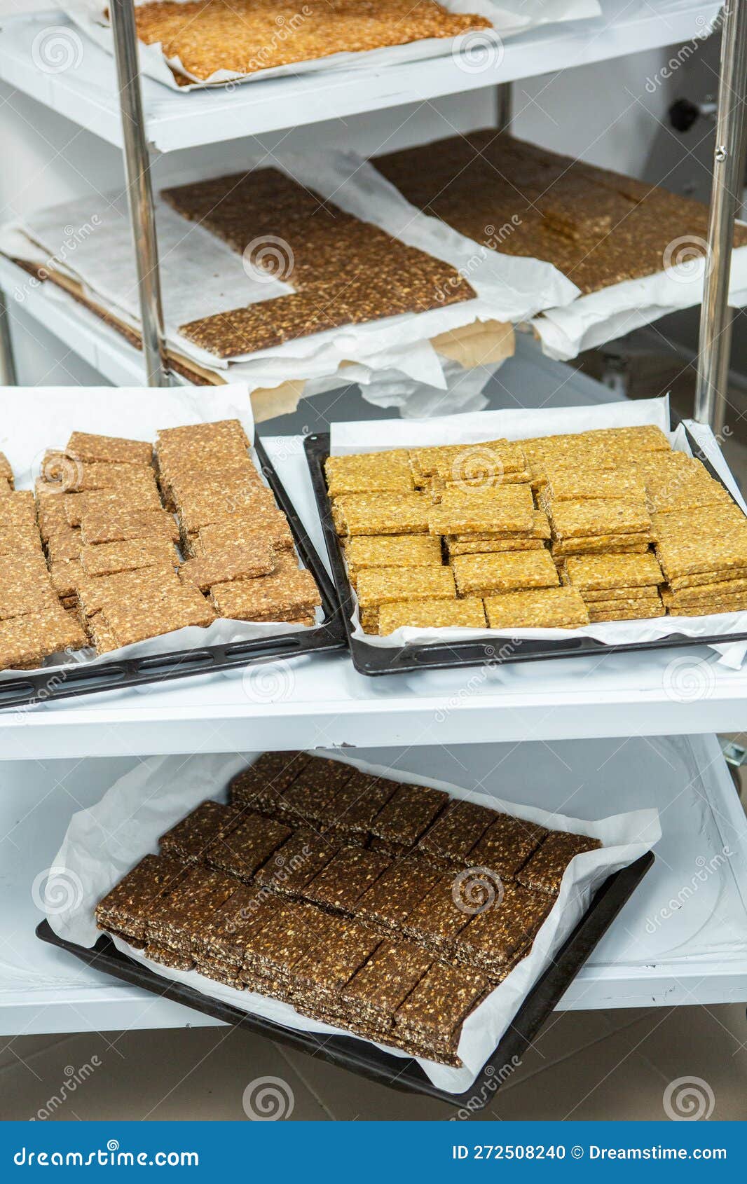 Assortment of Cereal or Protein Bars that Leave the Assembly Line at