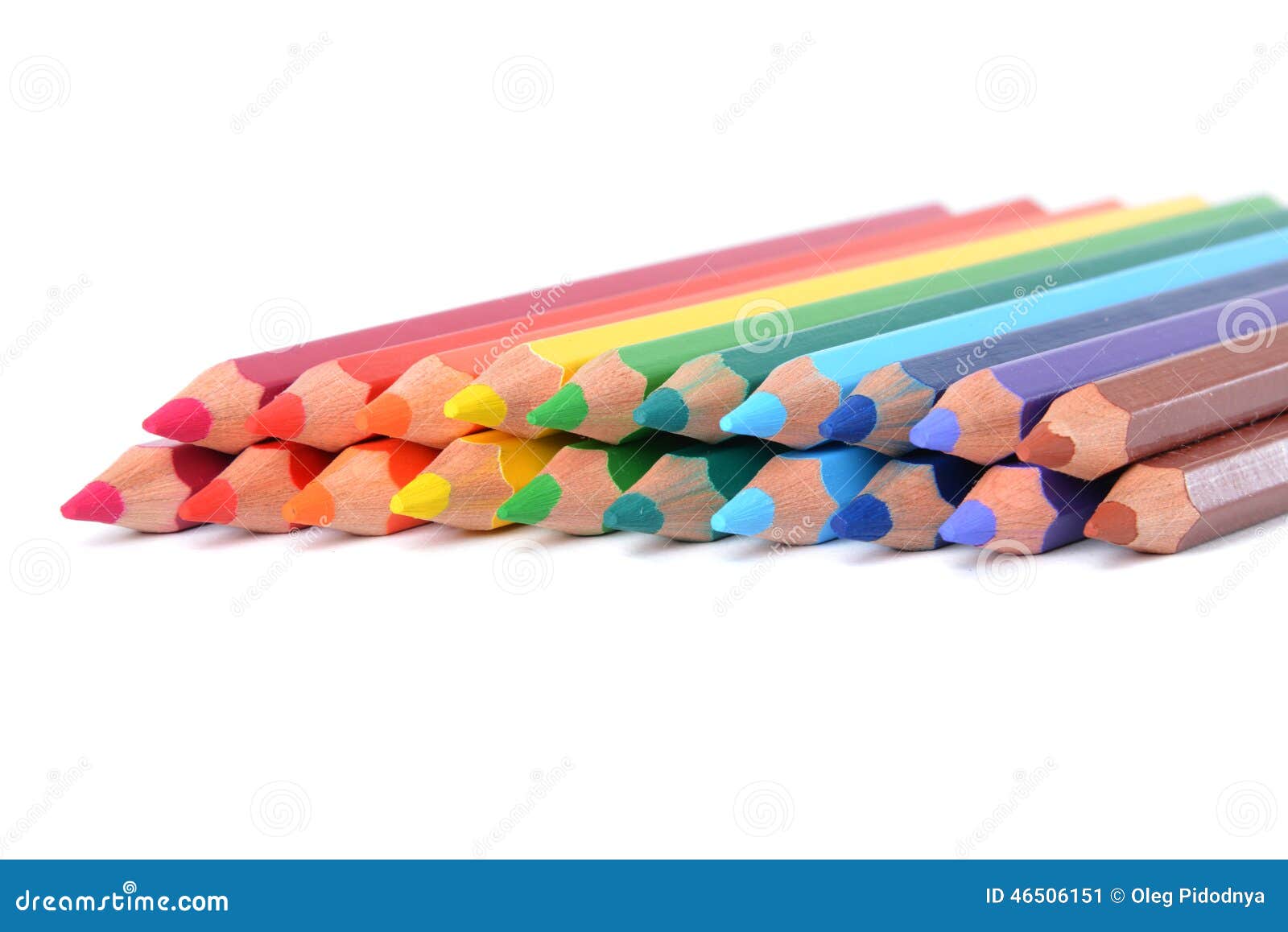 Assortment of Colored Pencils Over White Stock Image Image of
