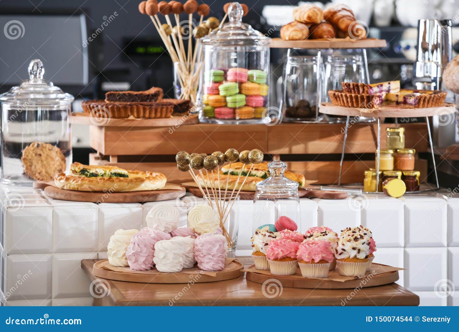 Assortment of Delicious Pastries and Sweets in Shop Stock Photo Image