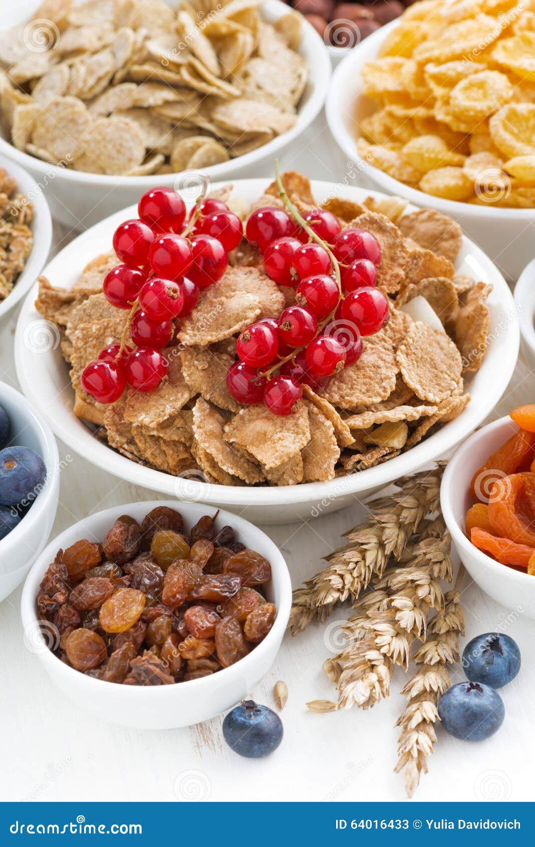 Assortment of Different Breakfast Cereal, Dried Fruit Stock Image