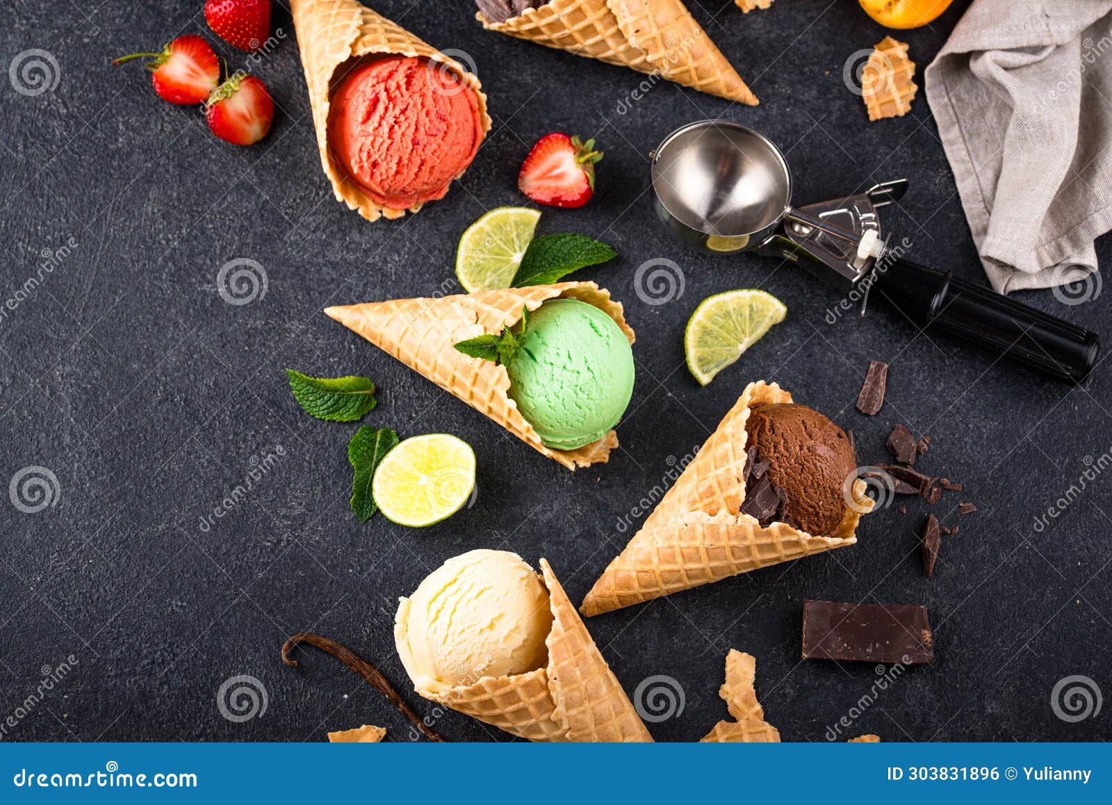 Assortment of Different Taste of Ice Cream Stock Photo Image of scoop
