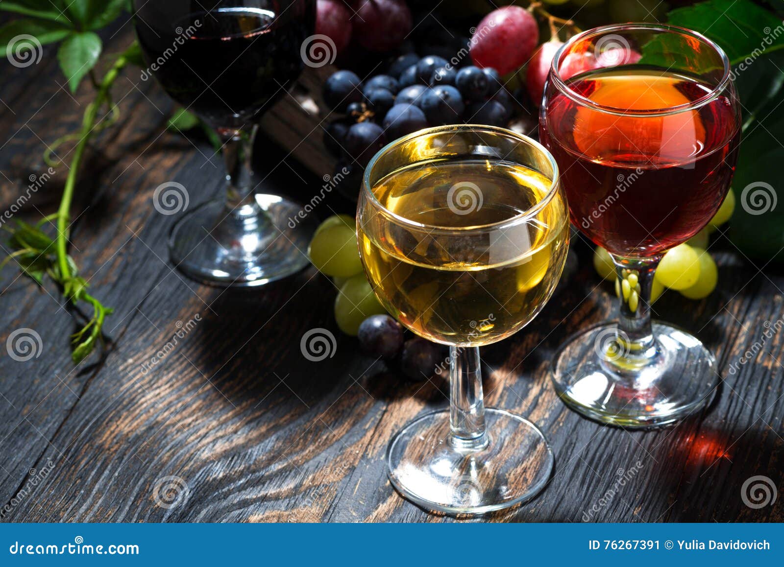 Assortment Different Wine on Dark Wooden Table, Top View Stock Image ...