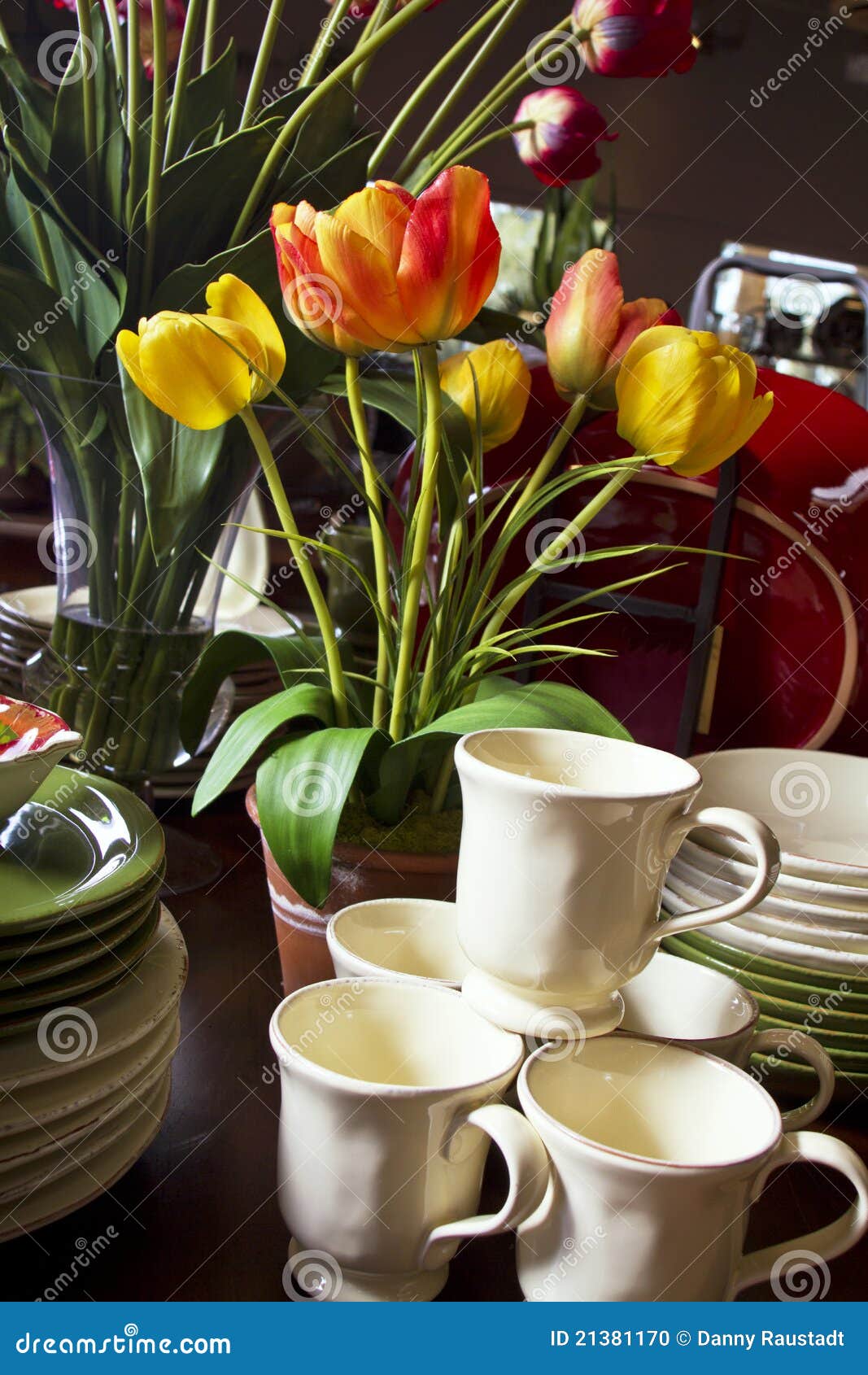 Assortment of Dinner Plates, Cups and Bowls Stock Photo Image of