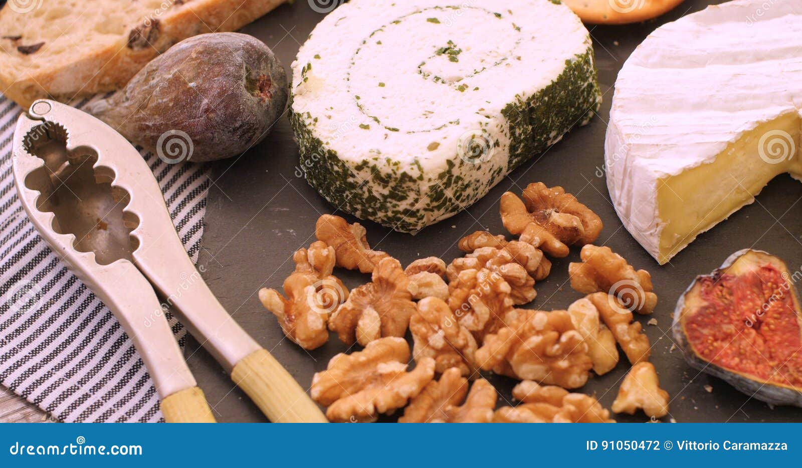 Assortment Of French Soft Goat Cheeses, Chevre Cendre, Cabecou Du