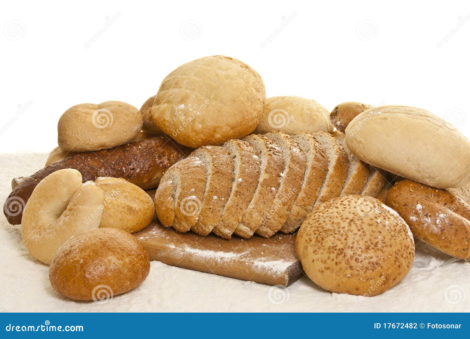 Assortment of Fresh Breads with Flour Stock Photo Image of bake