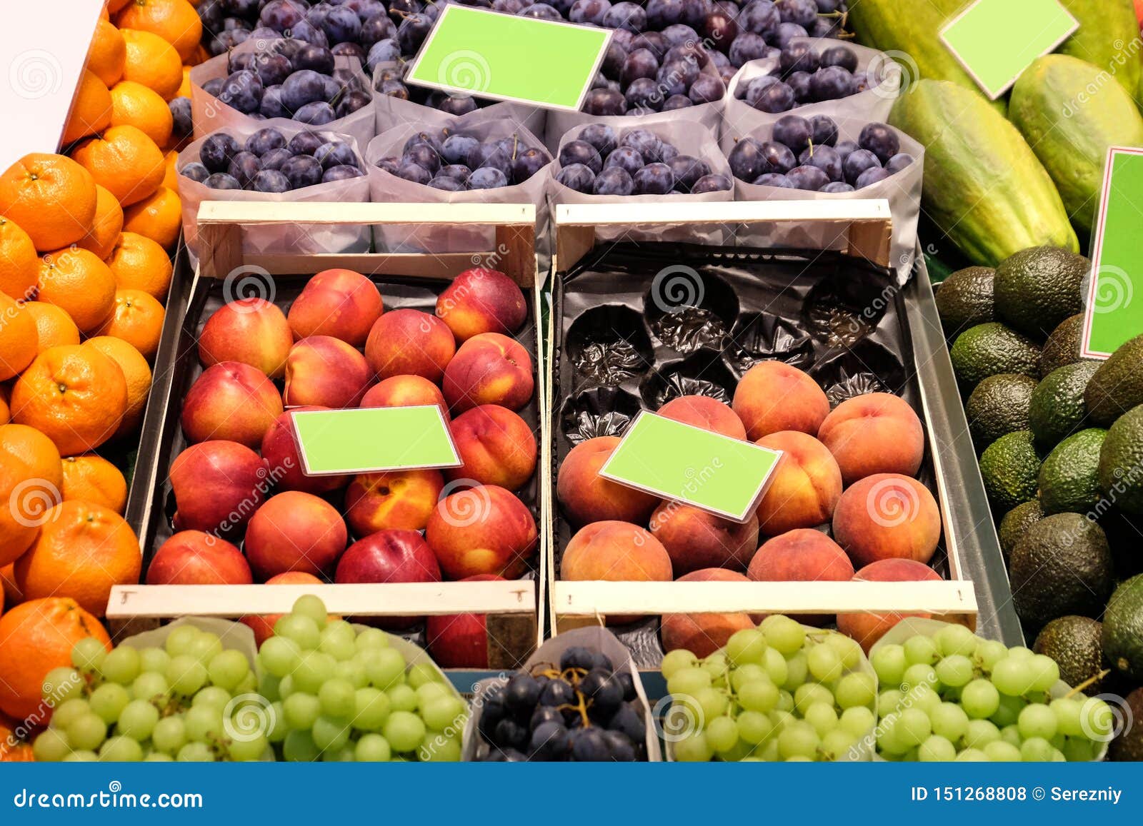 Assortment of Fresh Fruits in Shop Stock Photo Image of plums, orange