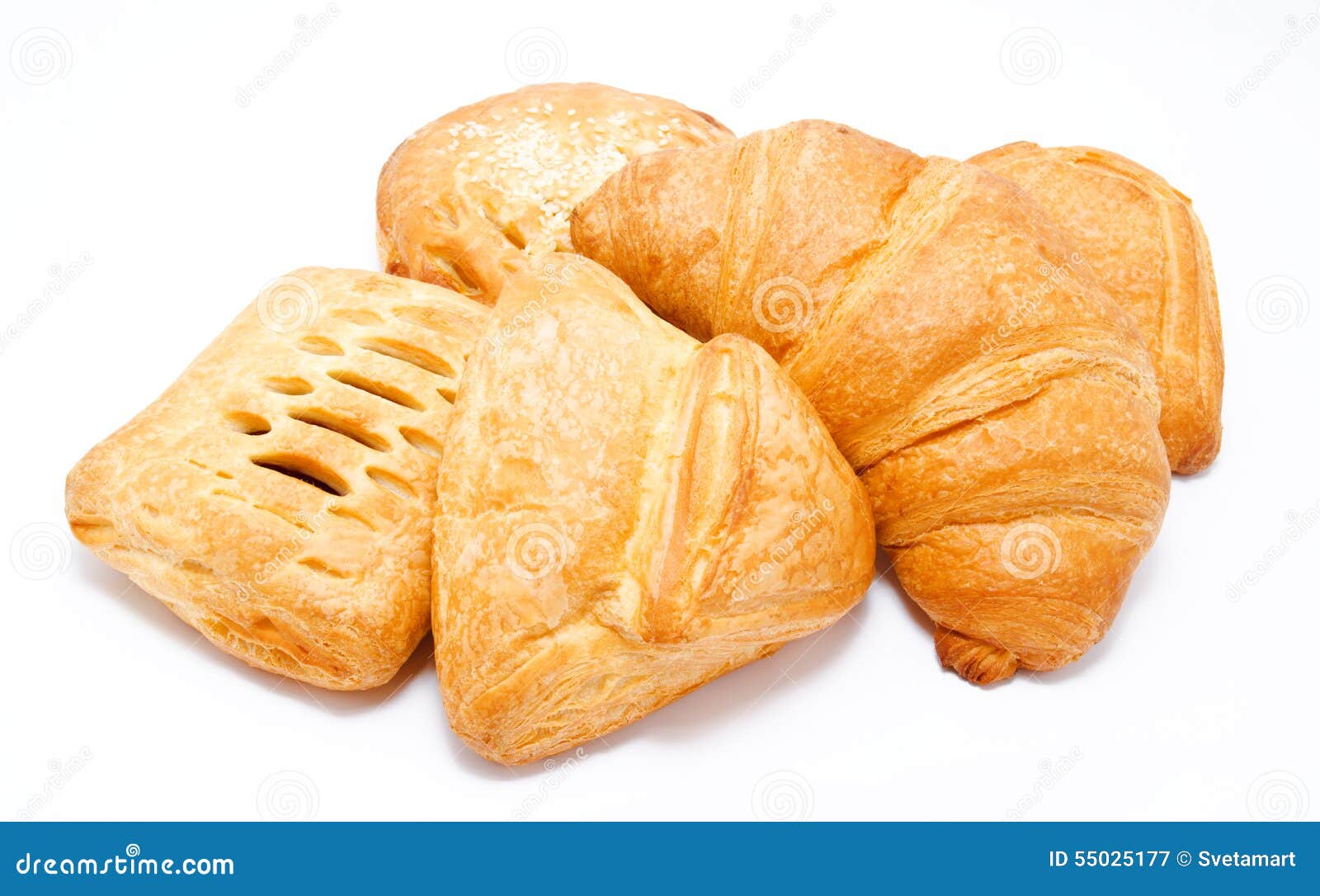 Assortment of Fresh Puff Pastry Isolated Stock Image Image of white