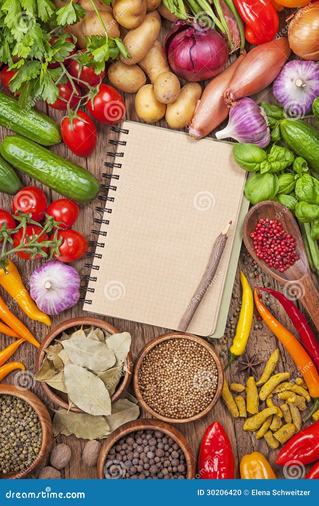 Fresh Vegetables And Blank Recipe Book Stock Photo - Image ...