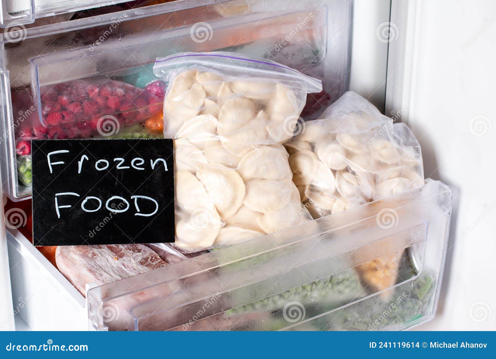 Premium Photo  Frozen food, vegetables and meat in the
