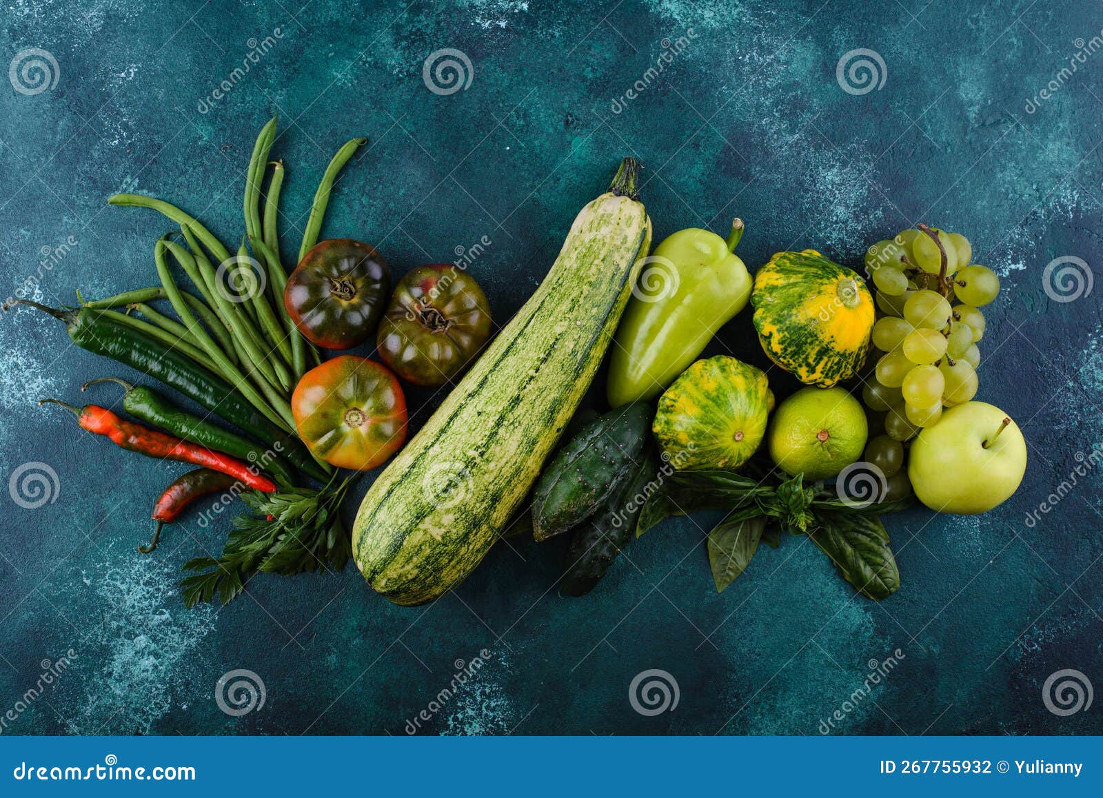Assortment of Green Vegetables and Fruits Stock Photo Image of green, variation 267755932