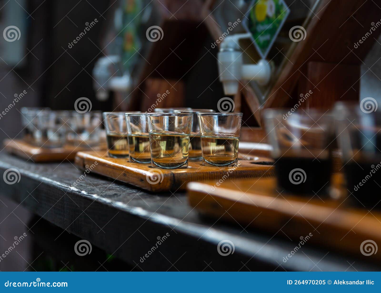 Assortment of Hard Strong Alcoholic Drinks in Glasses on Bar Counter Stock Image Image of