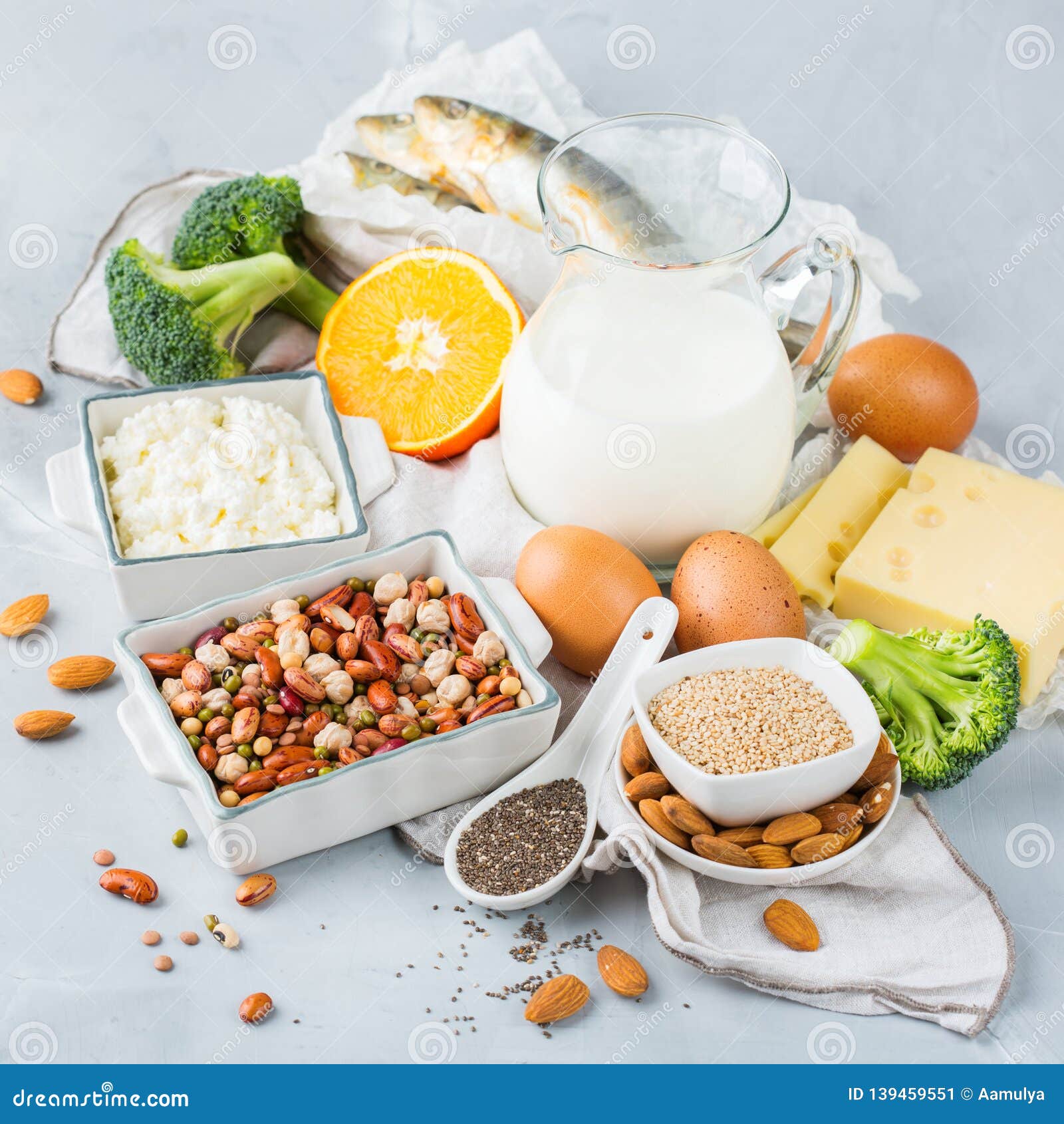 Assortment Of Healthy Calcium Source Food Stock Image Image Of Concept Keto 139459551