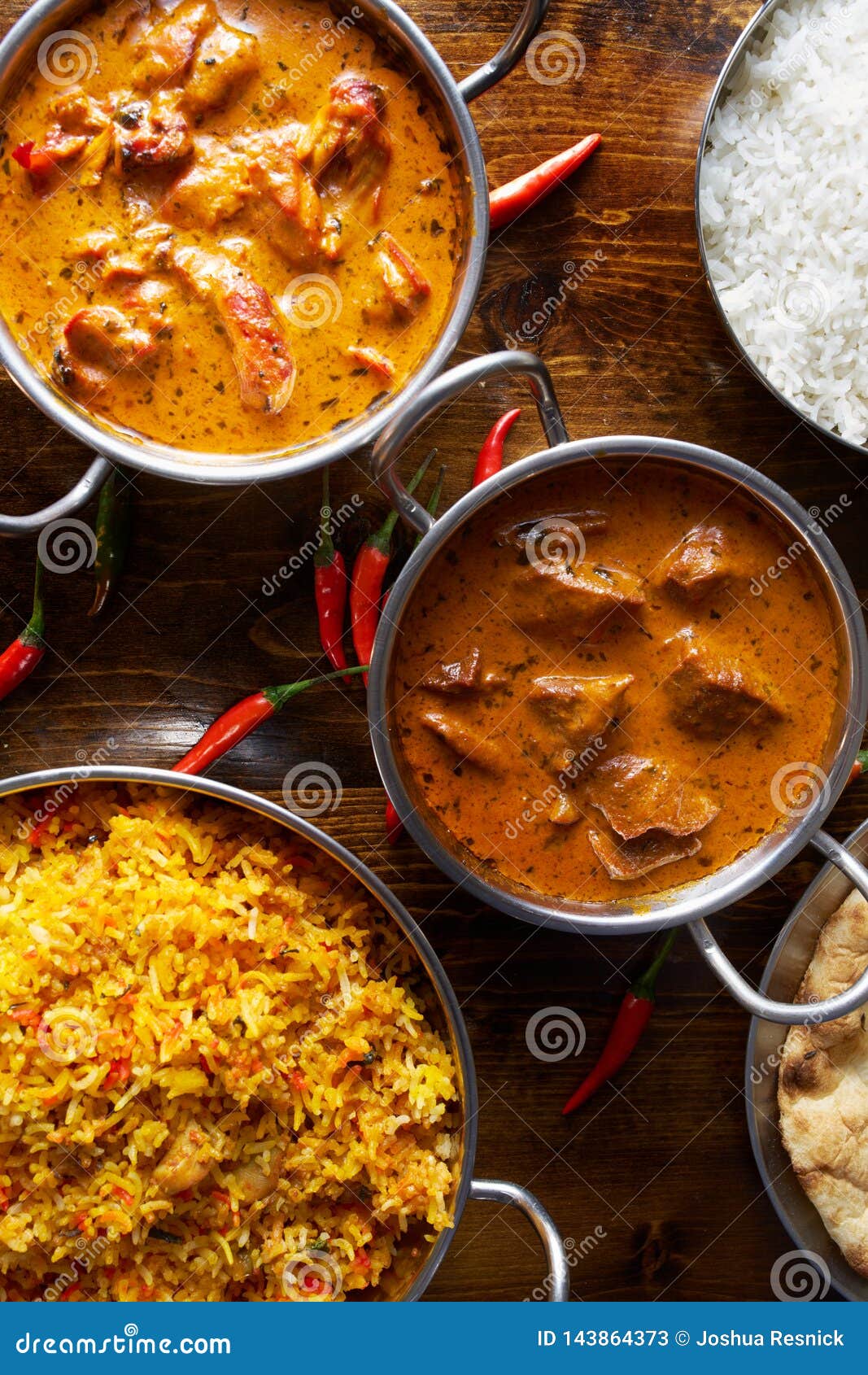Assortment of Indian Curries and Rice Dishes Stock Image Image of