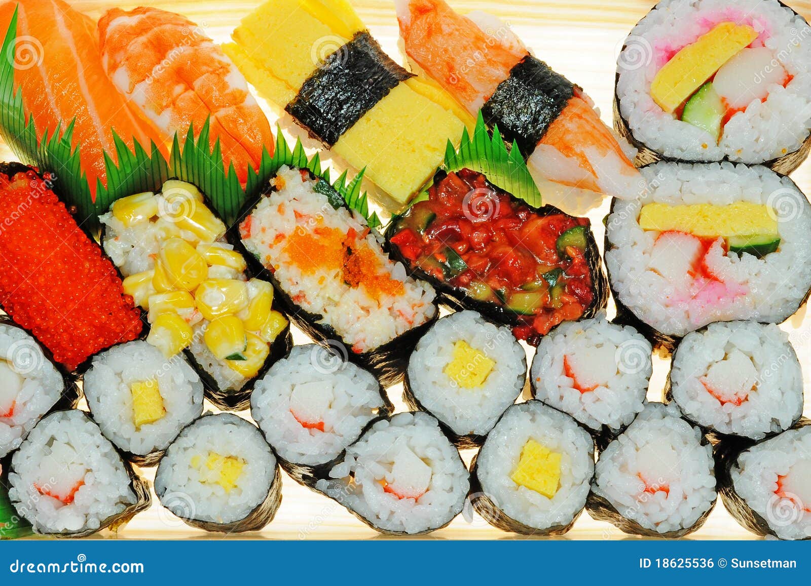 Assortment of Japanese Sushi Stock Photo Image of fresh, meal 18625536
