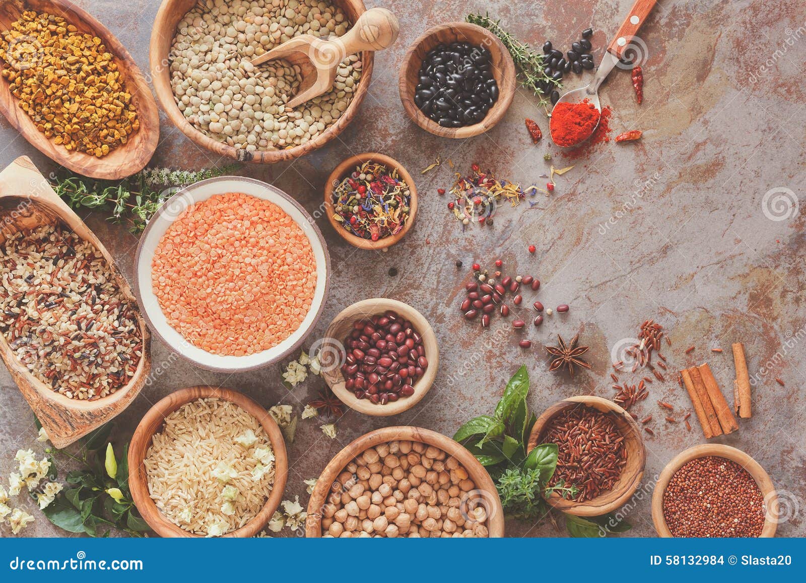 Assortment of Legumes, Grain and Seeds Stock Photo - Image of icons ...