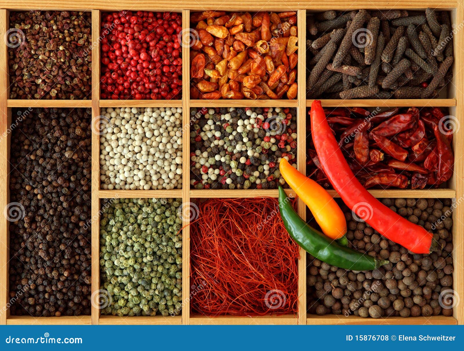 Assortment of Peppercorns and Chili Stock Photo Image of scent
