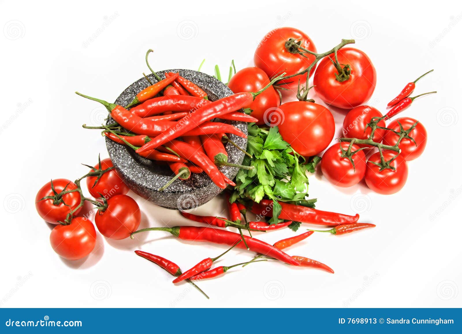 Assortment of Red Peppers and Tomatoes on White Stock Image Image of